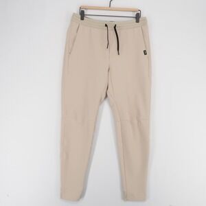 UNRL Jogger Pants Mens M Tan Performance Tapered Stretch Drawstring Zip
